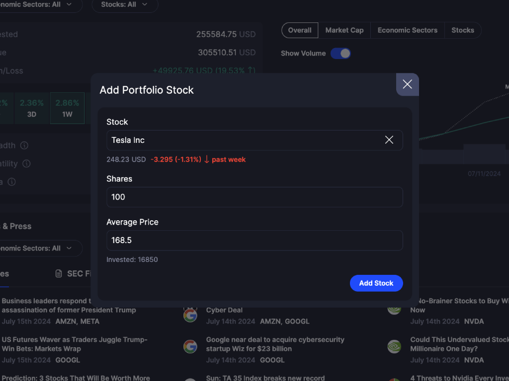 MTM Data Research Portfolio Page - Add stock